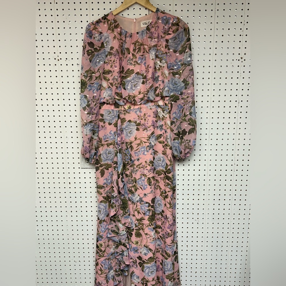 Eliza J Pink Floral Long Sleeve Maxi Dress - Picture 8 of 9